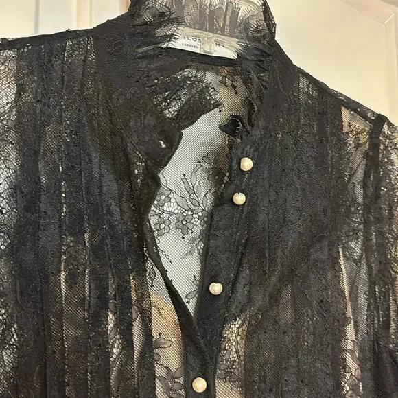 EUC PHILOSOPHY women’s black lace dress size 6 includes slip long - Picture 5 of 11